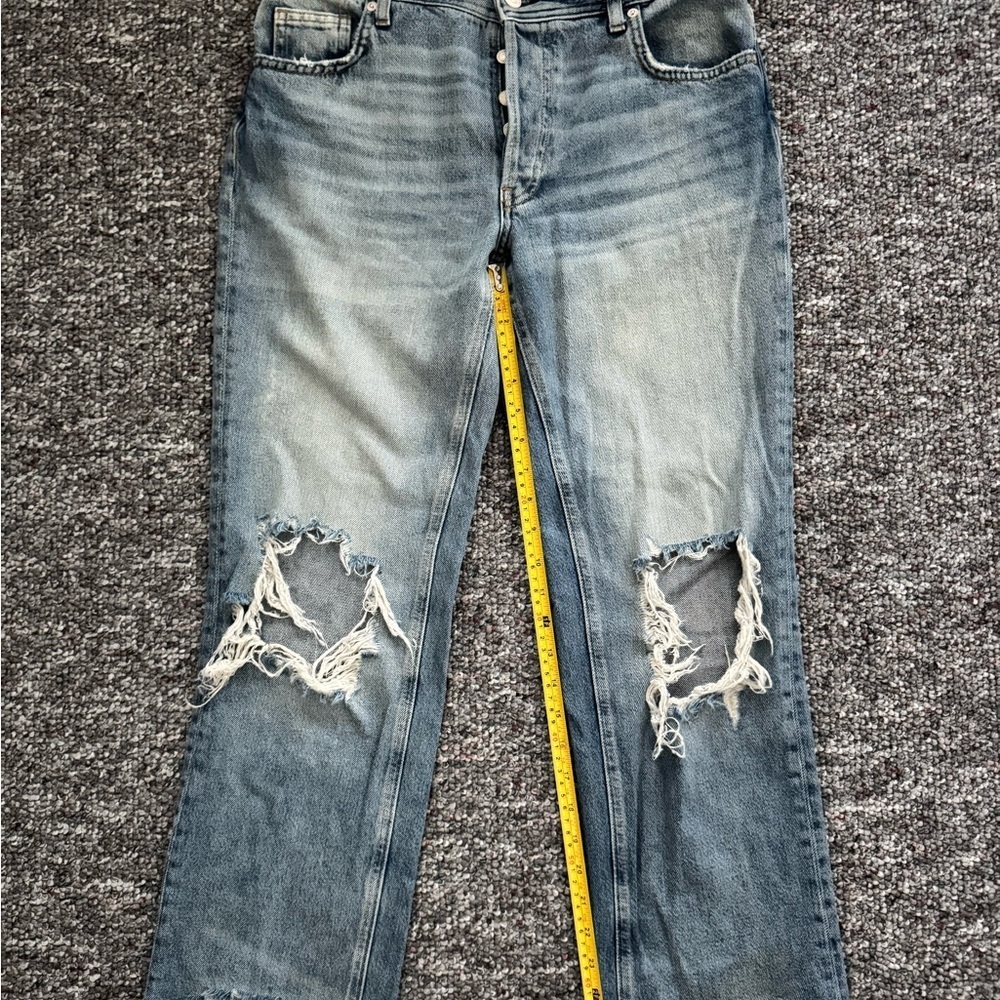 Free People Maggie Distressed Straight Leg Jeans Wide leg loose Acubi Grunge - Picture 2 of 7
